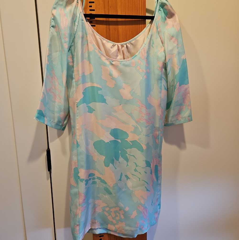TARA Jarmon 100% Silk DRESS blush Pink Dress Pink Lined Size 38 Lightweight